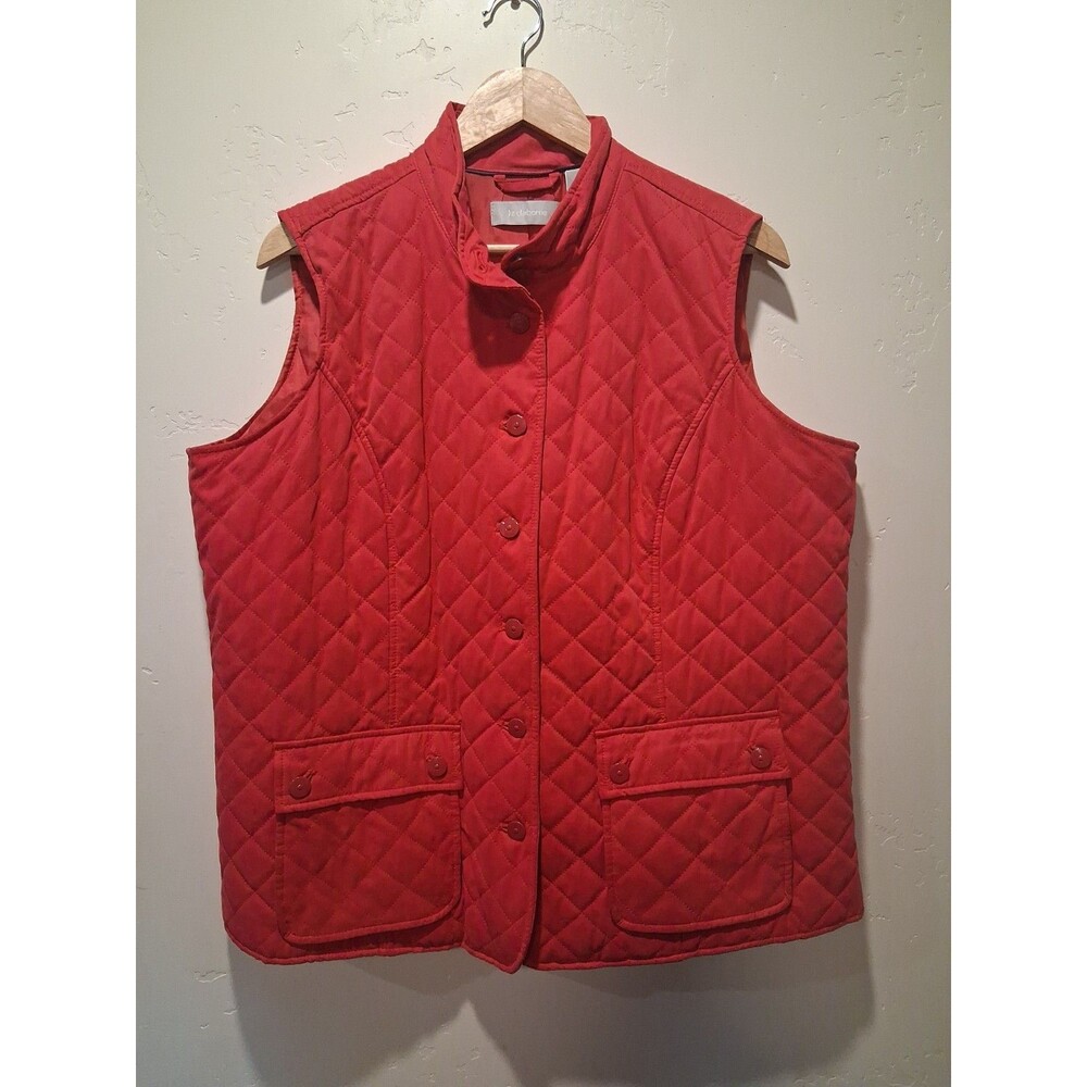 Liz Claiborne Women's 1X Pink Quilted Lined Vest Button Up Pockets Grandmacore
